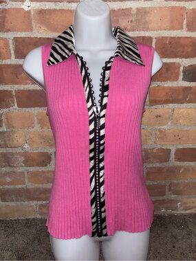 Carina Belldini Pink and Zebra Crystal Zip Top Y2K Style